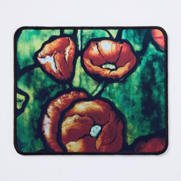 Item preview, Tiffany Stained Glass poppy flowers close-up art designed and sold by Neeshki.