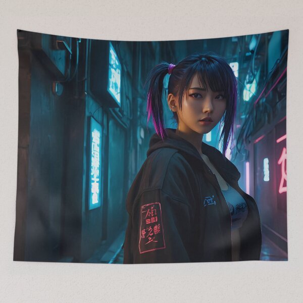 Item preview, Girl in a Dark Cyberpunk Street designed and sold by papi1998.