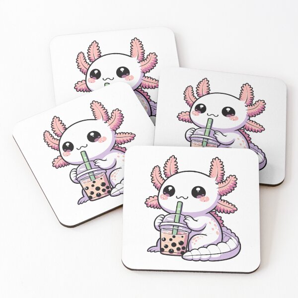 Item preview, Albino Axolotl Beautiful Drinking Boba Tea  designed and sold by doodIllustrate.
