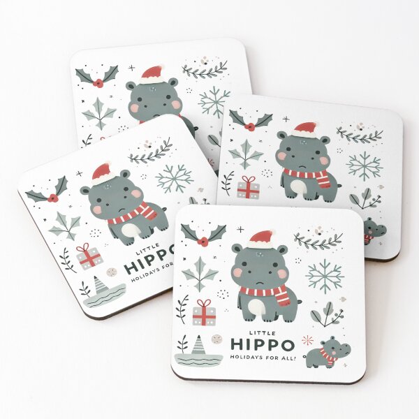 Item preview, Little Hippo Holidays - Christmas - Cute Christmas Hippo designed and sold by PixelMuse2024.