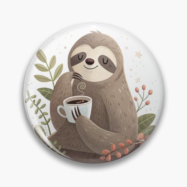 Item preview, cute sloth with coffee designed and sold by Lydyb-creations.