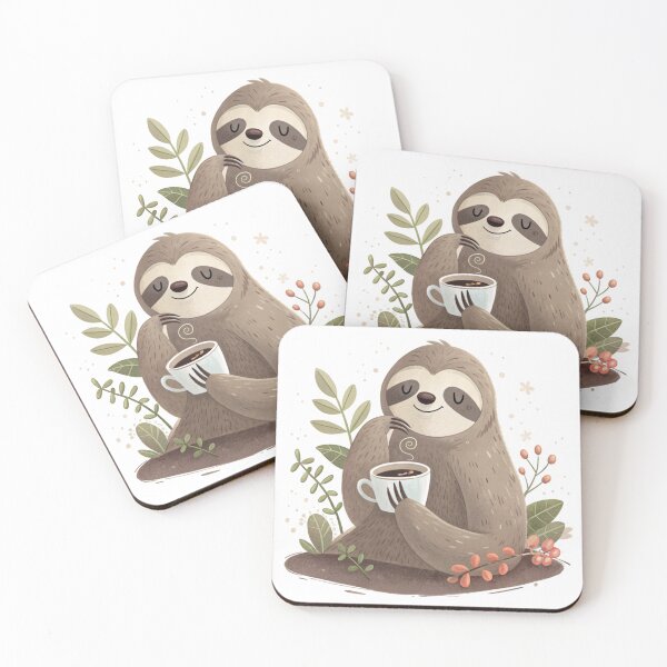 Item preview, cute sloth with coffee designed and sold by Lydyb-creations.