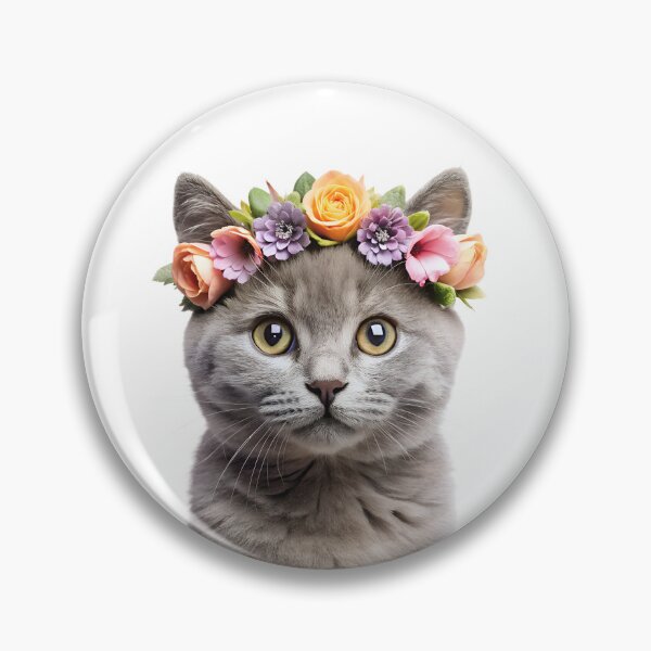 Item preview, Baby Chartreux cat wearing floral crown designed and sold by LazyOwlStore.
