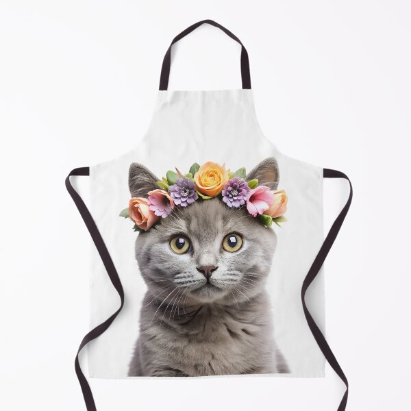 Item preview, Baby Chartreux cat wearing floral crown designed and sold by LazyOwlStore.