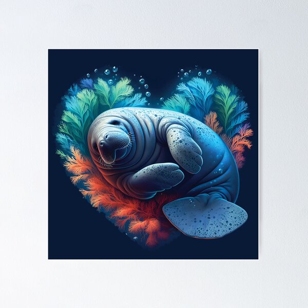 Item preview, Manatee in Seagrass Heart designed and sold by EcoArtShop.