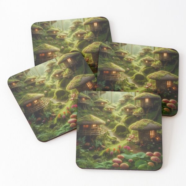 Item preview, A Mushroom House Village In A Lush Forest. designed and sold by IrsathThaslima.
