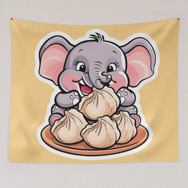 Item preview, Elephant eating Dumplings designed and sold by Kids GobbleGala.