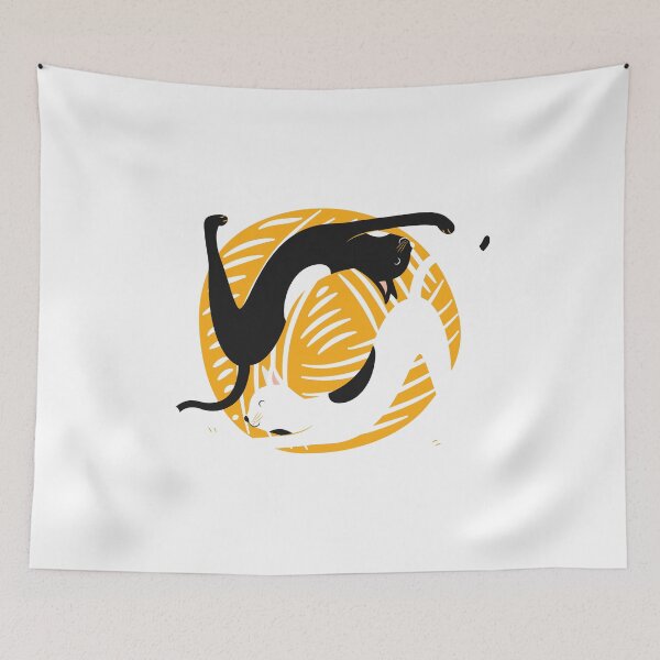 Item preview, Yoga Cats Stacked Over Yellow Thread Ball designed and sold by TurtleDojo.