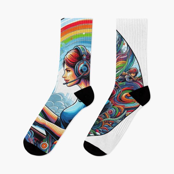 Item preview, Gamer Mum with her child at the computer, rainbow designed and sold by Salimgor Hangaround Music.