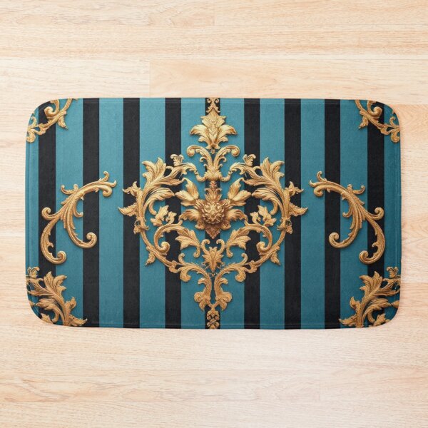 Item preview, Turquoise Black Striped Gold Damask designed and sold by DesignsByPrnces.