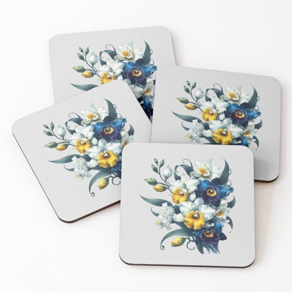 Item preview, Cattleya Orchids White yellow Navy designed and sold by Nanthanon.