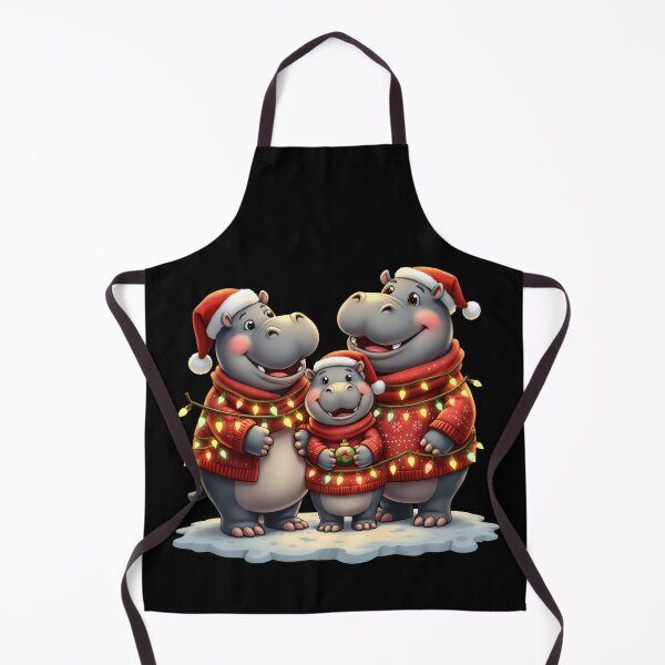 Aperçu de l'œuvre Hippo Christmas Lights Festive Family Holiday créée et vendue par VividBoldMerch.