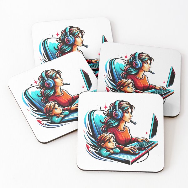 Item preview, Gamer Mum with her child at the computer home office designed and sold by Salimgor Hangaround Music.