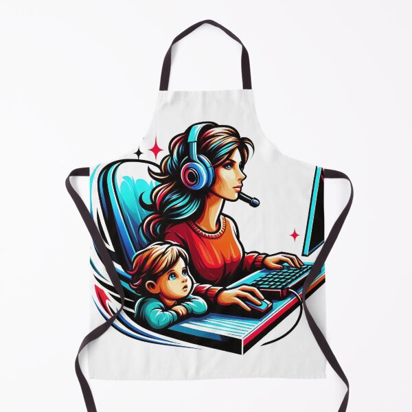 Item preview, Gamer Mum with her child at the computer home office designed and sold by Salimgor Hangaround Music.
