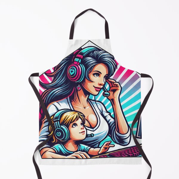 Item preview, Gamer Mum with her child at the computer Emblem 2 designed and sold by Salimgor Hangaround Music.