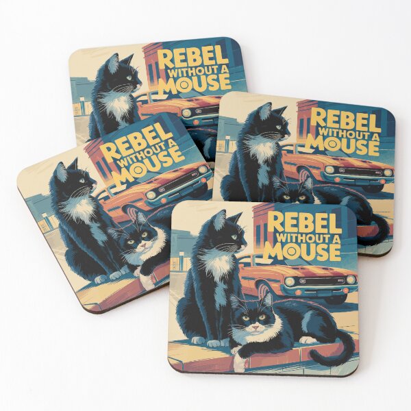 Item preview, Rebel Without a Mouse (Rebel Without a Cause poster with cats) designed and sold by clon-dot-net.