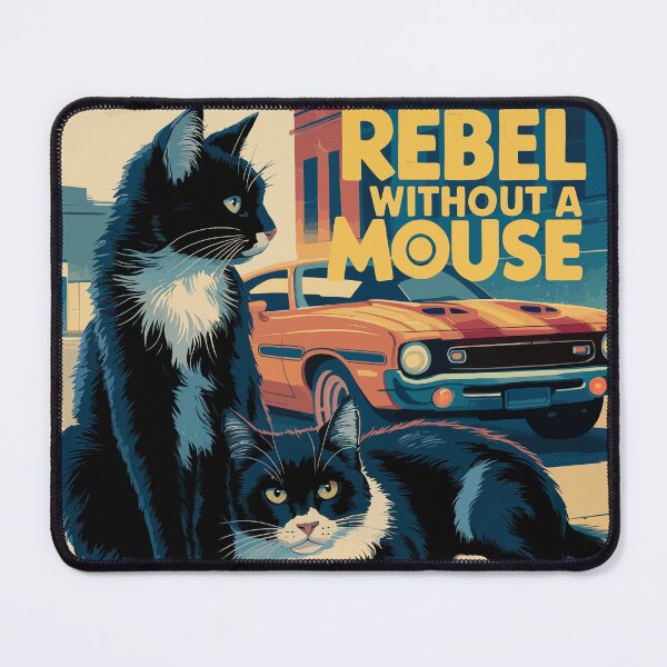 Item preview, Rebel Without a Mouse (Rebel Without a Cause poster with cats) designed and sold by clon-dot-net.