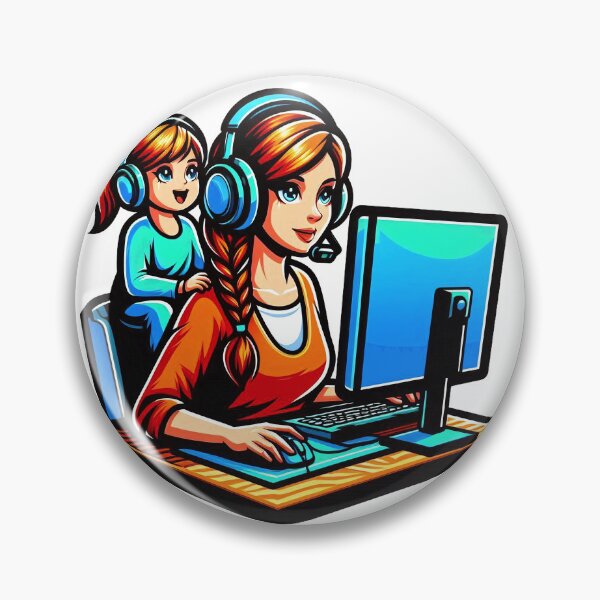 Item preview, Gamer Mum with her child at the computer home office designed and sold by Salimgor Hangaround Music.