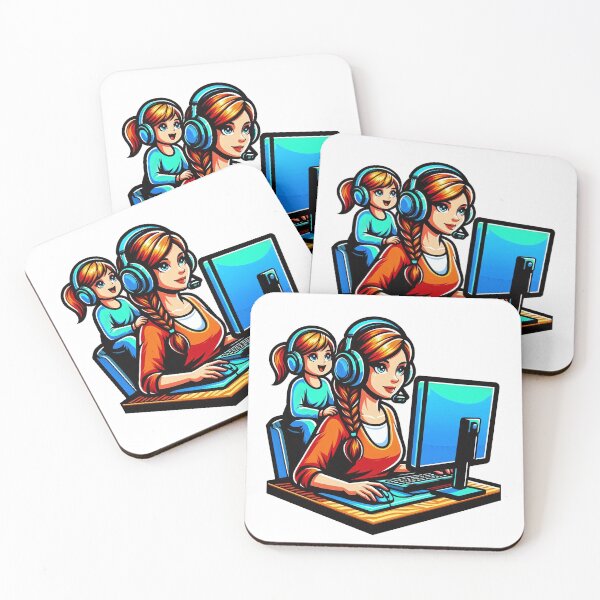 Item preview, Gamer Mum with her child at the computer home office designed and sold by Salimgor Hangaround Music.