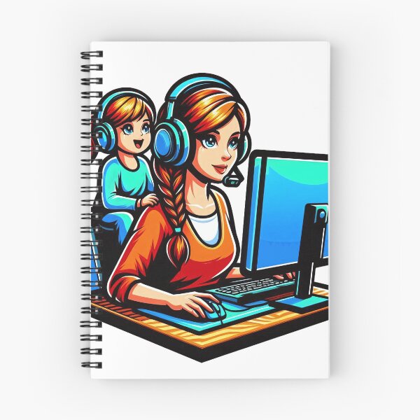 Item preview, Gamer Mum with her child at the computer home office designed and sold by Salimgor Hangaround Music.