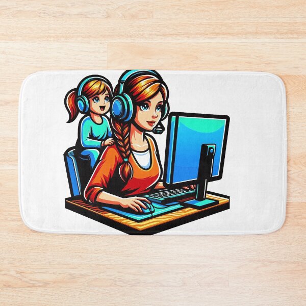 Item preview, Gamer Mum with her child at the computer home office designed and sold by Salimgor Hangaround Music.