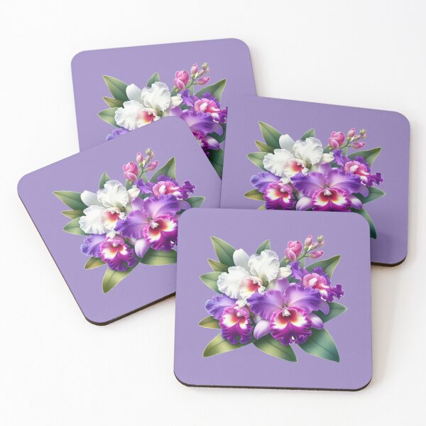 Item preview, Cattleya Orchids purple white and green leaf designed and sold by Nanthanon.