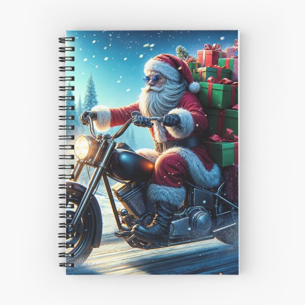 Item preview, Santa Claus rides a motorbike through the winter landscape with gifts designed and sold by 4Seasons.