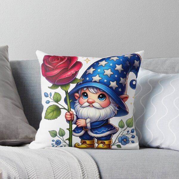 Item preview, Whimsical Wizard Gnome Holding a Giant Red Rose Art designed and sold by lubushop1.
