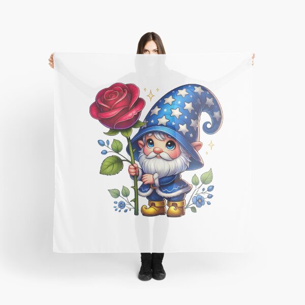 Item preview, Whimsical Wizard Gnome Holding a Giant Red Rose Art designed and sold by lubushop1.