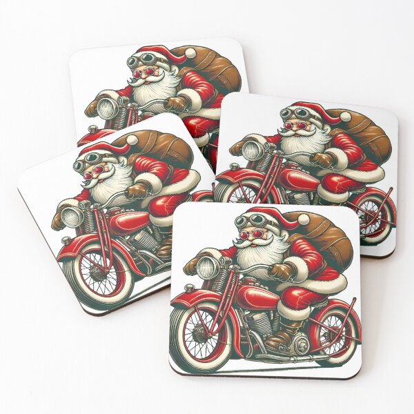Item preview, Santa Claus Riding a Vintage Motorcycle Christmas Art designed and sold by lubushop1.