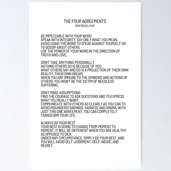 four-agreements-flowerbook-poster-for-sale-by-artsyvectors-redbubble for The Four Agreements Free Printable Poster Four Agreements Flowerbook