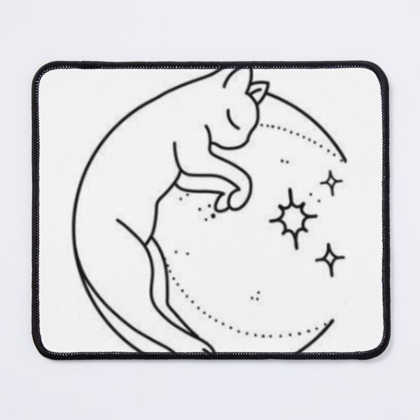 Item preview, Sleeping Cat with Moon and Stars, Black and White designed and sold by Ellecher23.