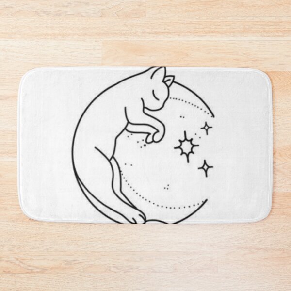Item preview, Sleeping Cat with Moon and Stars, Black and White designed and sold by Ellecher23.