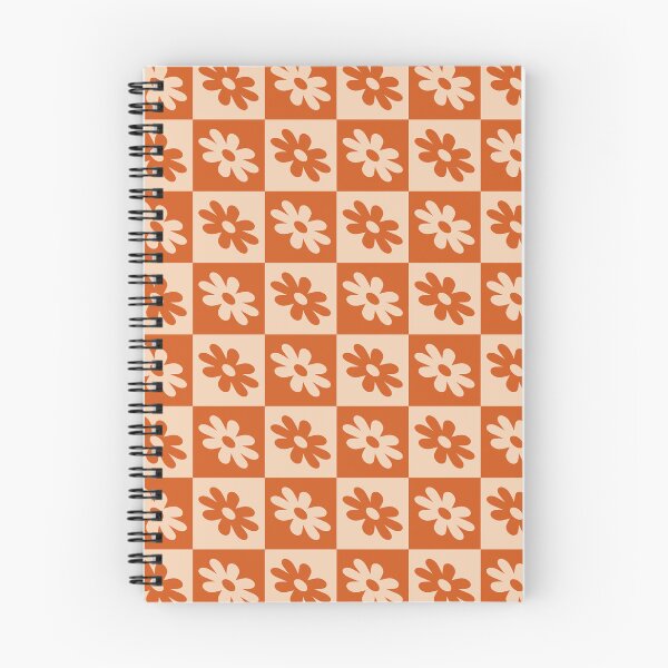Item preview, Checkerboard Flowers Pattern I in retro rust tan coral designed and sold by nineFlorals.