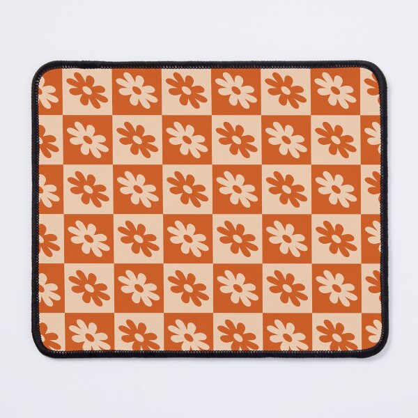 Item preview, Checkerboard Flowers Pattern I in retro rust tan coral designed and sold by nineFlorals.