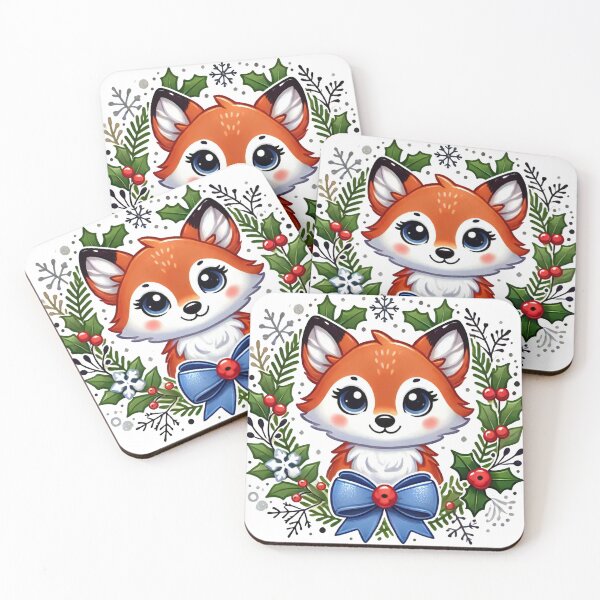 Item preview, Adorable Christmas Fox in a Holiday Wreath designed and sold by lubushop1.