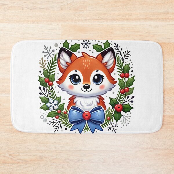 Item preview, Adorable Christmas Fox in a Holiday Wreath designed and sold by lubushop1.