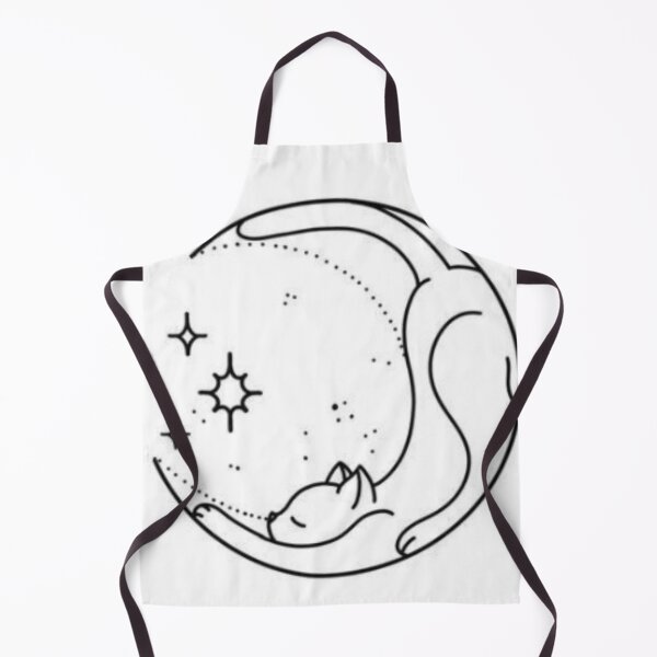 Item preview, Sleeping Cat with Moon and Stars, Black and White, Cute drawing, Cat lovers, Aesthetic, Cute, Adorable cat, Simple Design, Circular, Simple gift, Magical Vibes, Crescent shape designed and sold by Ellecher23.