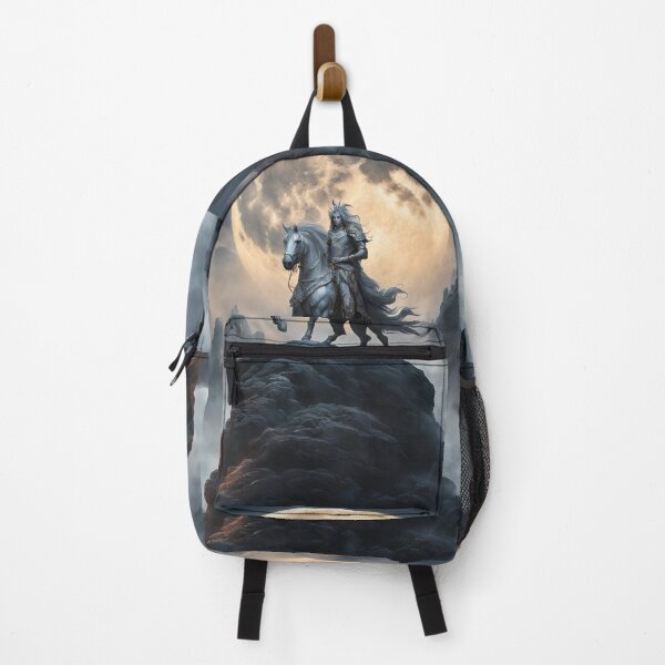 Item preview, Ethereal Rider Under Moonlight Peaks: Mystical Fantasy Artwork designed and sold by Cosmic Enigma.