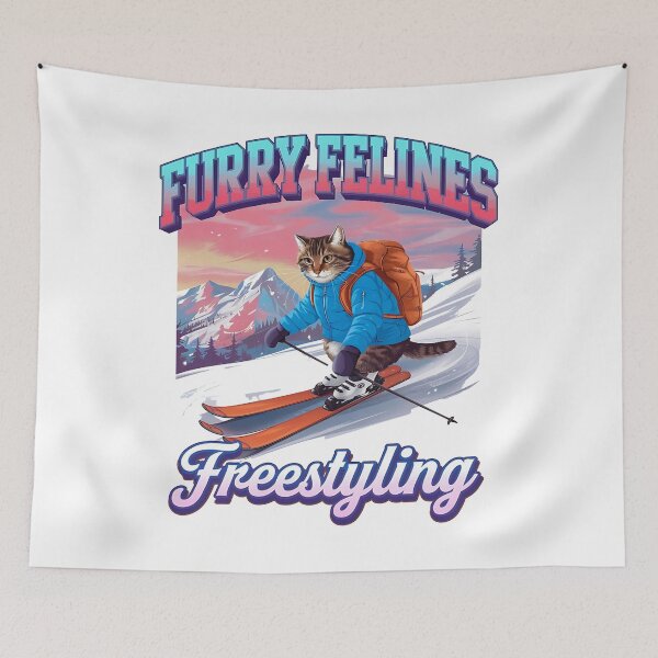 Item preview, Furry felines - freestyling - Cat skiing - Paws in powder designed and sold by JansenGS.