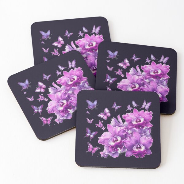 Item preview, Cattleya Orchids pink and butterfy designed and sold by Nanthanon.