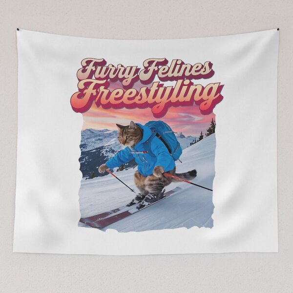 Item preview, Furry felines - freestyling - Cat skiing - Paws in powder designed and sold by JansenGS.