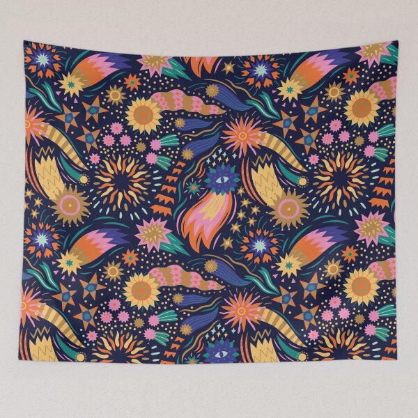 Item preview, Christmas stars on dark blue designed and sold by PenguinHouse.