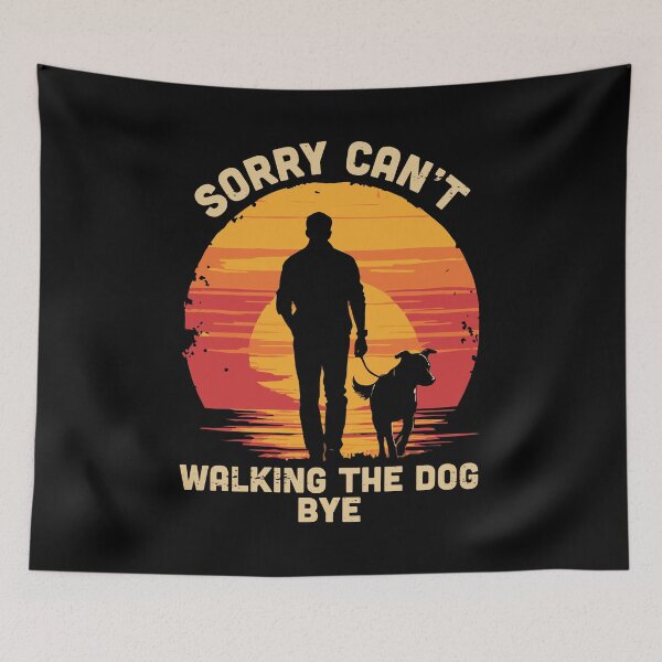 Item preview, Sorry Can't Walking the Dog Retro Sunset Funny Quote designed and sold by Designer-Girl.