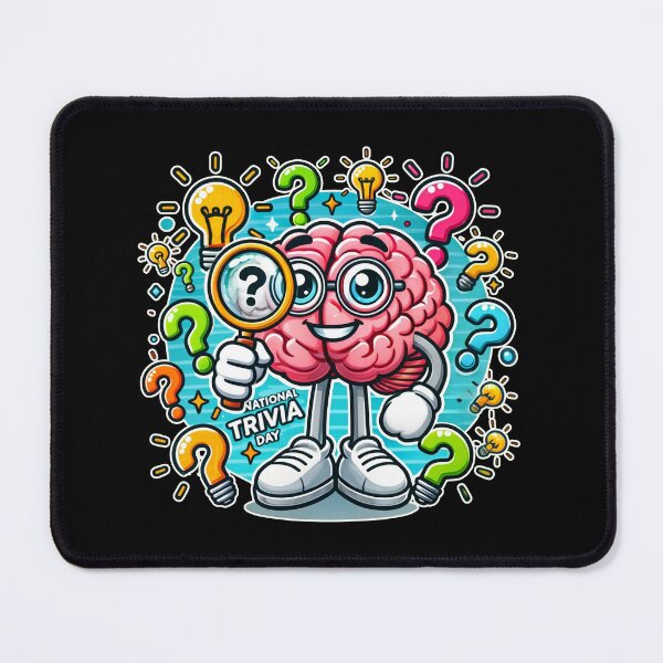 Item preview, Cartoon Brain Mascot with Trivia Theme designed and sold by DesignDoodleArt.