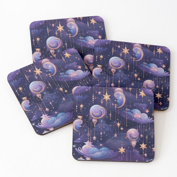 Item preview, Neon purple space galaxy planets and starry night moon  designed and sold by cocomelon168.