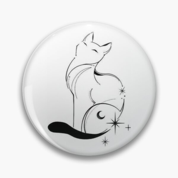 Item preview, Sitting Cat with Moon and Stars, Black and White, Cute drawing, Cat lovers, Aesthetic, Cute, Adorable cat, Simple Design, Circular, Simple gift, Magical Vibes, Crescent shape designed and sold by Ellecher23.
