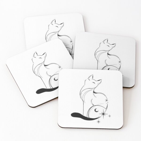 Item preview, Sitting Cat with Moon and Stars, Black and White, Cute drawing, Cat lovers, Aesthetic, Cute, Adorable cat, Simple Design, Circular, Simple gift, Magical Vibes, Crescent shape designed and sold by Ellecher23.