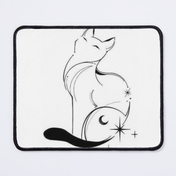 Item preview, Sitting Cat with Moon and Stars, Black and White, Cute drawing, Cat lovers, Aesthetic, Cute, Adorable cat, Simple Design, Circular, Simple gift, Magical Vibes, Crescent shape designed and sold by Ellecher23.