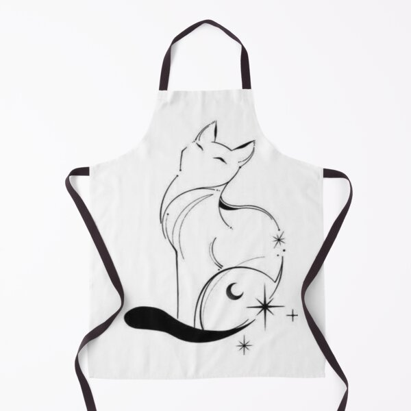 Item preview, Sitting Cat with Moon and Stars, Black and White, Cute drawing, Cat lovers, Aesthetic, Cute, Adorable cat, Simple Design, Circular, Simple gift, Magical Vibes, Crescent shape designed and sold by Ellecher23.